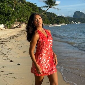 Beginning Boutique Red Sequin Mini Dress